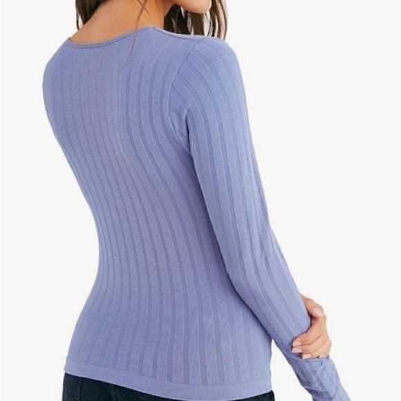 Free People Intimately Lucky You Scoop Neck Strped Top Layering Top,Blue XS/S - Picture 6 of 15